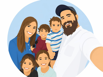 Illustration of a family together—representing the real people behind Claim Flow Capital.